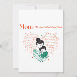 Mom Heart Love Typography Motherhood Art Feestdagenkaart