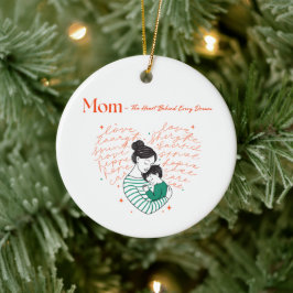Mom Heart Love Typography Motherhood Art Keramisch Ornament