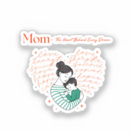 Mom Heart Love Typography Motherhood Art Sticker