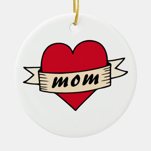 Mom heart tattoo keramisch ornament (Voorkant)