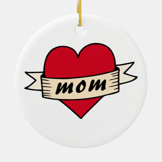 Mom heart tattoo keramisch ornament (Achterkant)