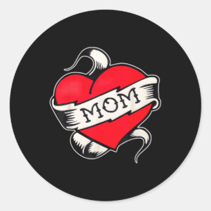 Mom Heart Traditionele Old School Tattoo Flash Ronde Sticker