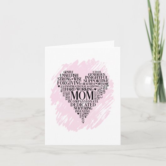 Mom Heart Typography Word Cloud Aankondiging (Voorkant)