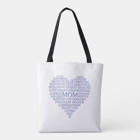 Mom Heart Word Cloud Canvas tas (Achterkant)