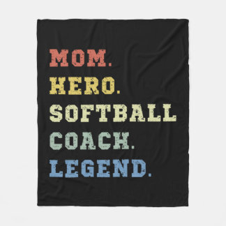 Mom hero softball coach legend fleece deken
