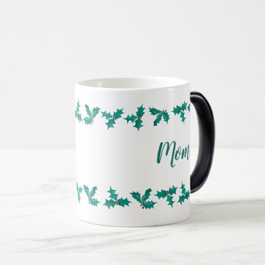 Mom Holly Pattern Christmas Coffee Cup Magische Mok (Voorkant rechts)
