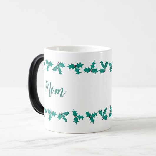 Mom Holly Pattern Christmas Coffee Cup Magische Mok (Voorkant links)