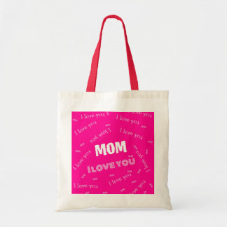 Mom I Love You" Canvas tas – Pink Heartfelt Gift