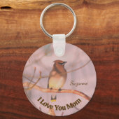 Mom I Love You Waxwing Personalized Sleutelhanger (Achterkant)