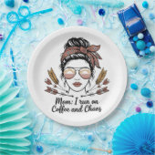 Mom I Run On Coffee And Chaos Papieren Bordje (Feest)