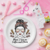 Mom I Run On Coffee And Chaos Papieren Bordje (Feest)