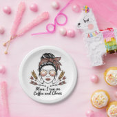 Mom I Run On Coffee And Chaos Papieren Bordje (Feest)