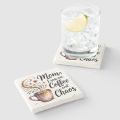 Mom I Run On Coffee And Chaos Stenen Onderzetter (Zijkant)