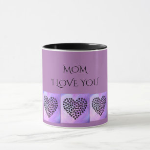 'MOM' IK HOU VAN JE paars hart, twee tonde mok. Mok