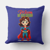 Mom Is My Hero – Cute Supermom Character Kussen (Voorkant)