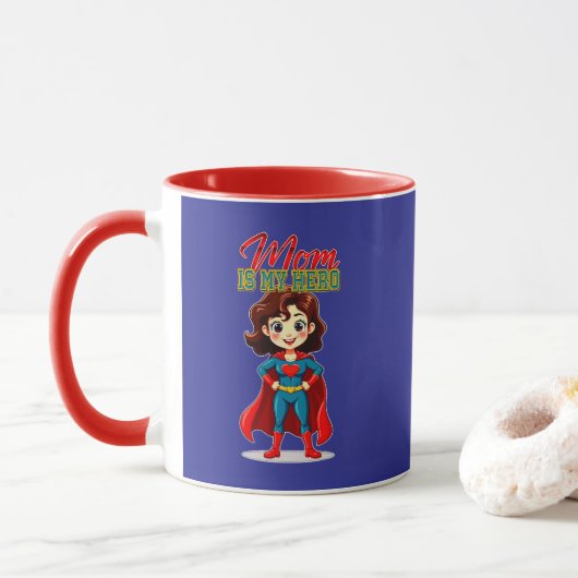 Mom Is My Hero – Cute Supermom Character Mok (Met donut)