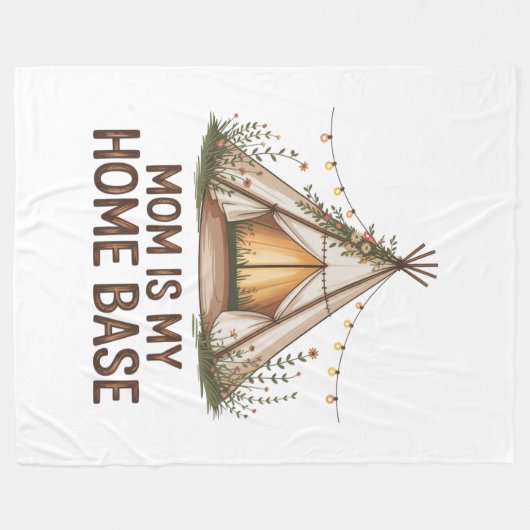 Mom Is My Home Base Fleece Deken (Voorkant (Horizontaal))
