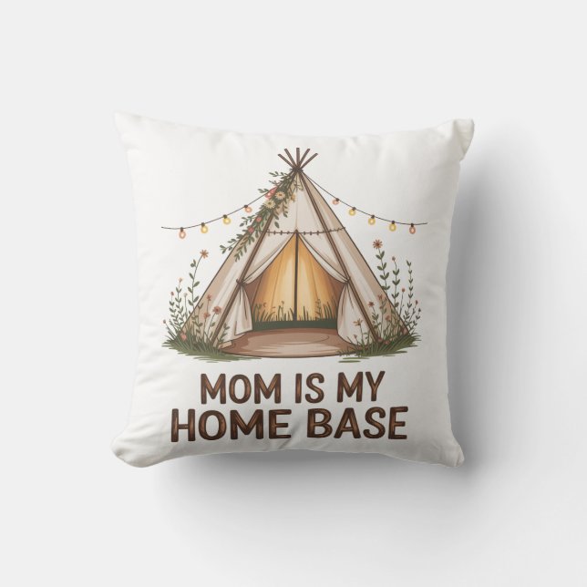 Mom Is My Home Base Kussen (Voorkant)