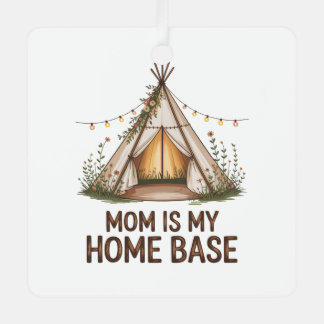 Mom Is My Home Base Metalen Ornament