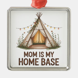 Mom Is My Home Base Metalen Ornament