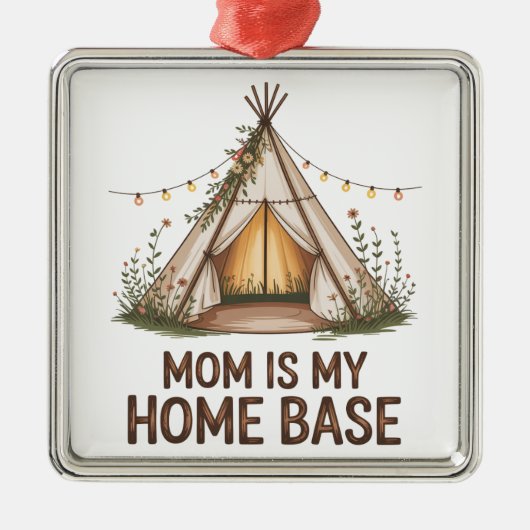 Mom Is My Home Base Metalen Ornament (Voorkant)