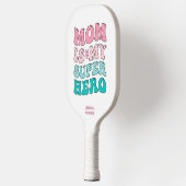 Mom is My Super Hero Pink and Aqua Pickleball Paddle (Links)