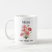 Mom January Birth Flower with Kids Names Koffiemok (Links)
