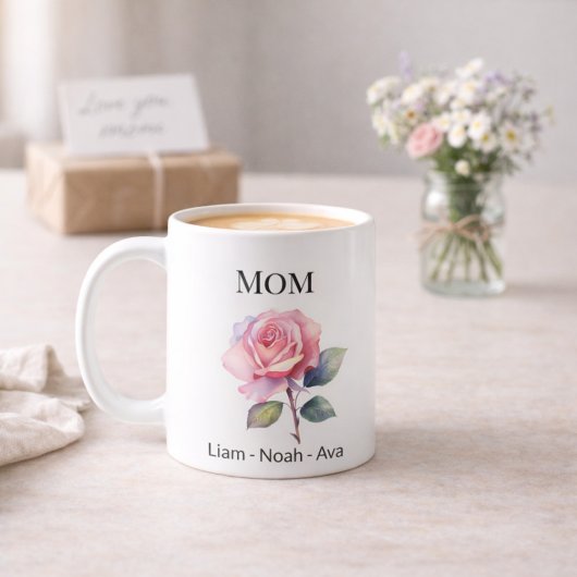 Mom June Birth Flower with Kids Names Koffiemok