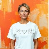 MOM - Kat met Heart Minimalist Line Art T-shirt