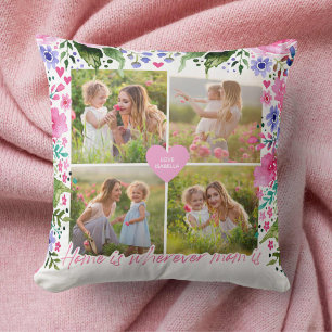 Mom Keepsake Foto Gift Waterverf Bloemen Kussen