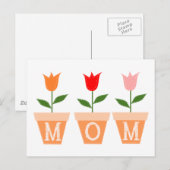 MOM (kleurrijke tulpen in klei bloempotten) Briefkaart (Voorkant / Achterkant)