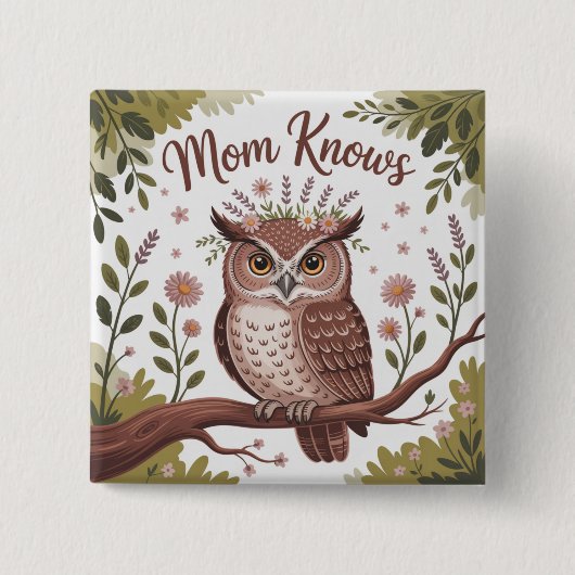 Mom Knows Vierkante Button 5,1 Cm (Voorkant)