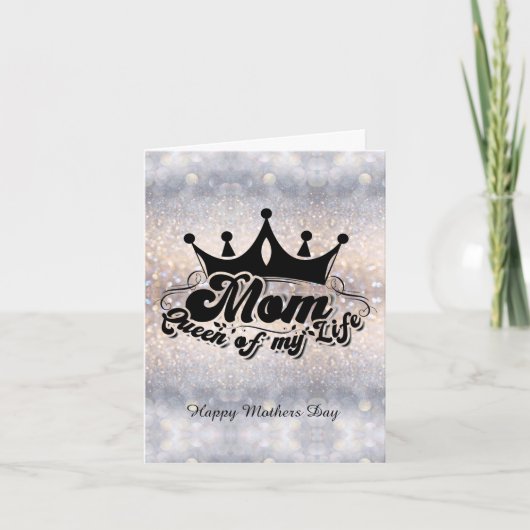 MOM Koningin van mijn leven Glitter Folded Note Ka Notitiekaartje (Voorkant)