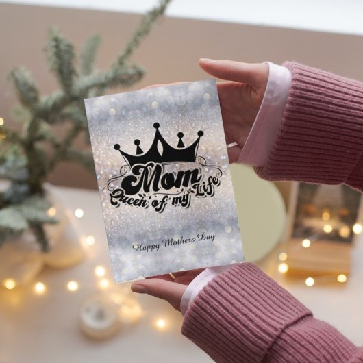 MOM Koningin van mijn leven Glitter Folded Note Ka Notitiekaartje