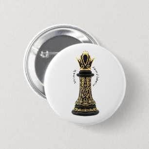 MOM Koningin van mijn leven, Gouden Schrift Zwarte Ronde Button 5,7 Cm