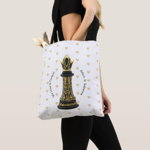 MOM Koningin van mijn leven, Gouden Schrift Zwarte Tote Bag