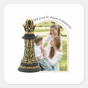 MOM Koningin van mijn leven, Gouden Schrift Zwarte Vierkante Sticker