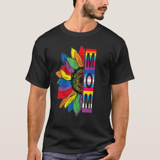 Mom LGBTQ Gay Pride Sunflower T-shirt (Voorkant)