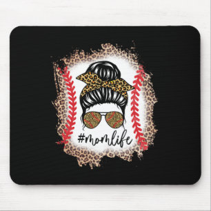 Mom Life Baseball Mom Messy Bun Leopard Baseball M Muismat