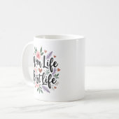 Mom Life Best Life Floral Koffiemok (Voorkant links)