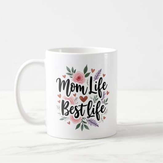 Mom Life Best Life Floral Koffiemok (Links)