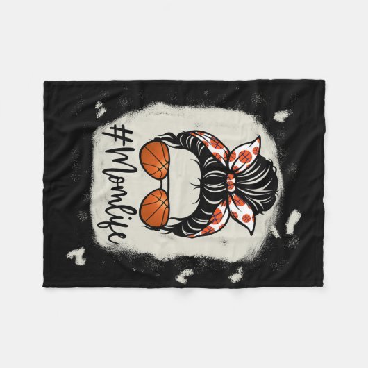 Mom Life Bysketbyll gebleekt door sketbyll moeder Fleece Deken (Voorkant (Horizontaal))