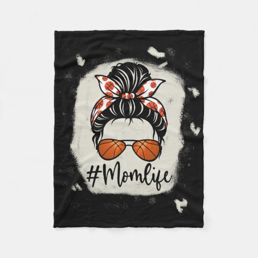Mom Life Bysketbyll gebleekt door sketbyll moeder Fleece Deken (Voorkant)