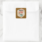 Mom Life Coffee Time – Minimal Design Vierkante Sticker (Tas)