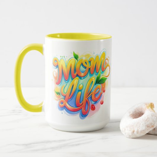 Mom Life Custom Name Mok – Lemonade geïnspireerd o (Met donut)
