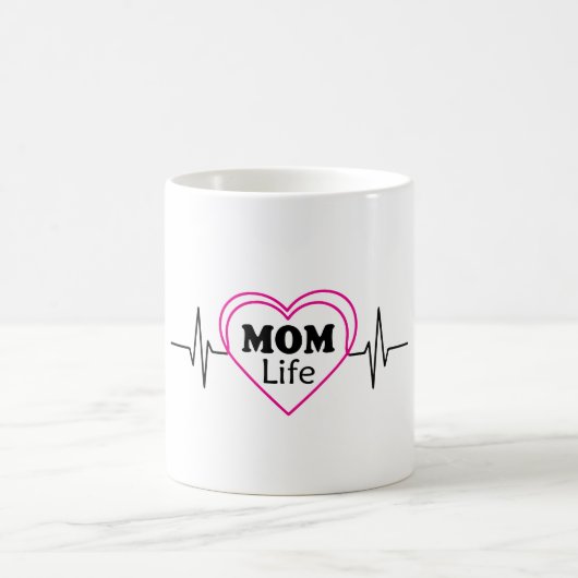 Mom Life Heartbeat Artwork Koffiemok (Center)