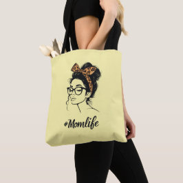 Mom Life Leopard Print Tote Bag