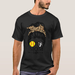 Mom Life Messy Bun Hair Grappig Softbal Dans Mama T-shirt