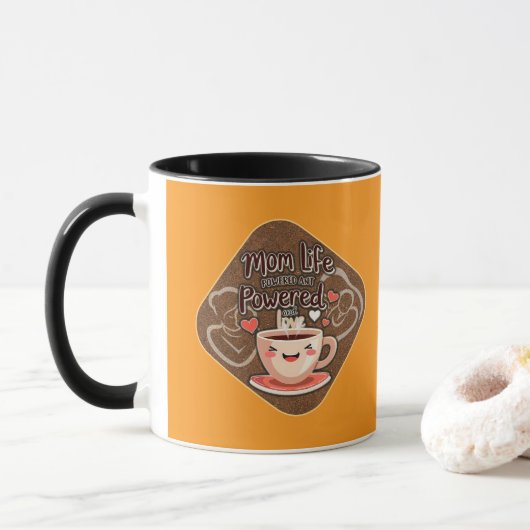 Mom Life Powered by Coffee – Cute Illustration Mok (Met donut)