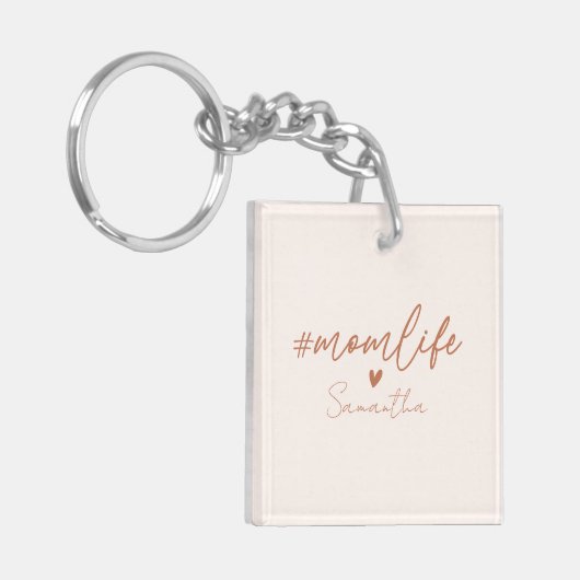 Mom Life - Rustieke Charm Design Sleutelhanger (Voorkant Links)